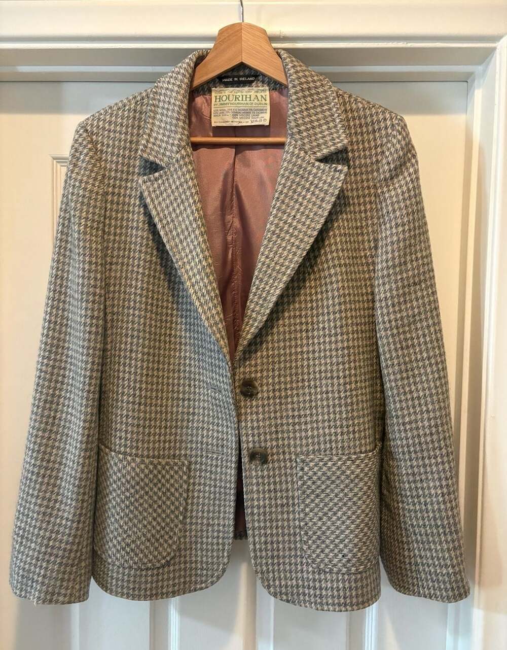 Hourihan Plaid Lined Blazer Wool blend, Made in Ireland Size 14